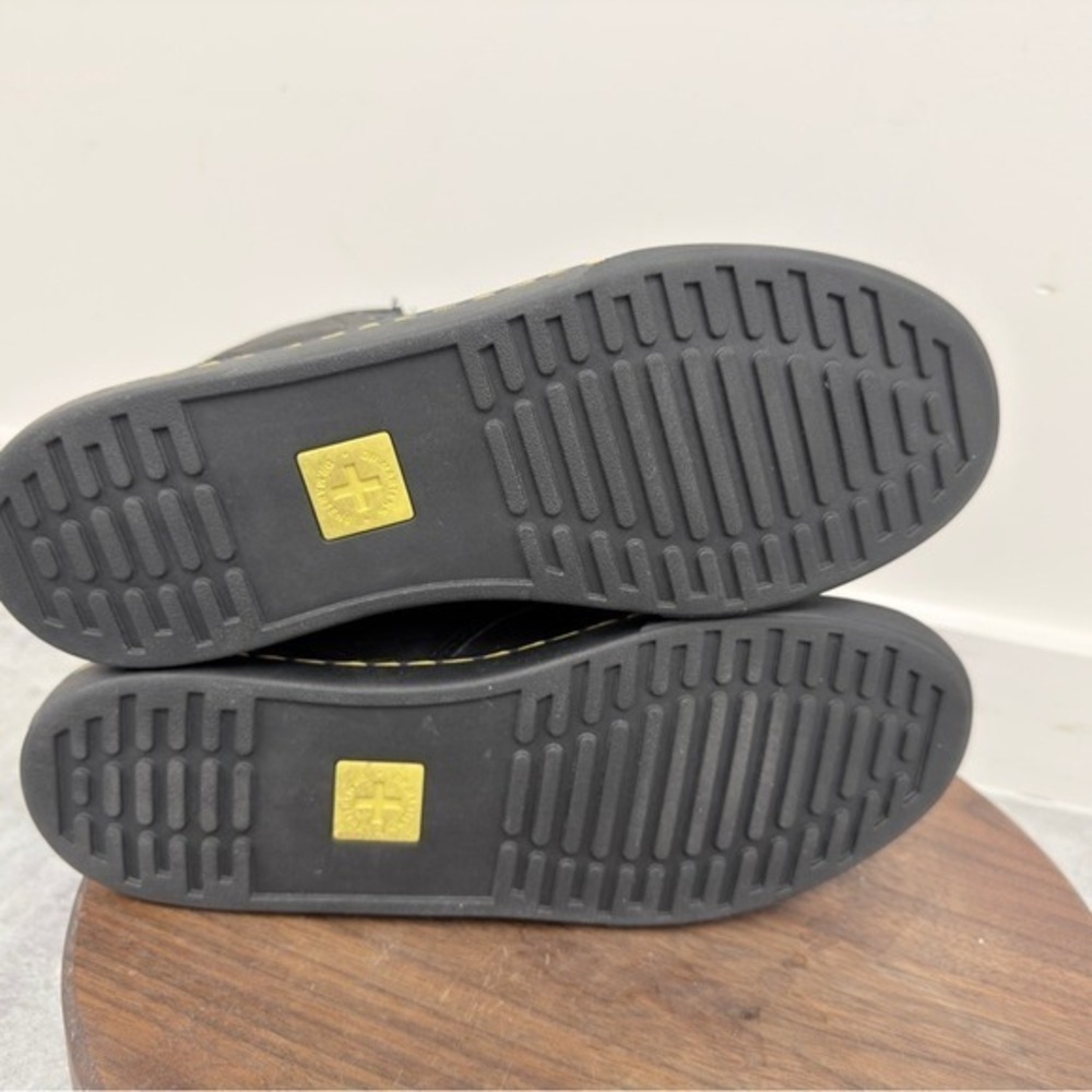 Dr. Martens Sheridans / Black High-Top Lace Sneakers with Yellow Stitching - Picture 16 of 16